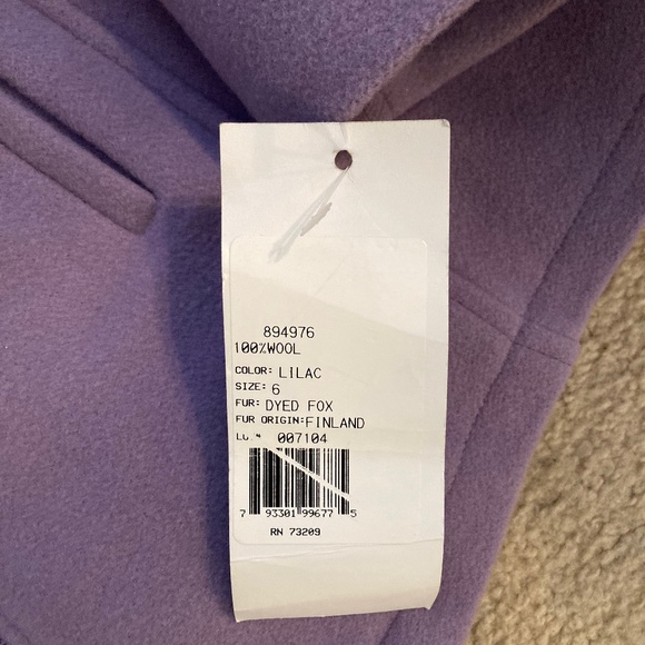 Marvin Richards 100% Wool Coat With original Tag - Fox Fur Collar size 6 - Picture 5 of 6